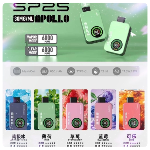 SP2S拋棄式12000口 口味齊全 SP2S拋棄式一次性電子煙 雙模式【有煙+